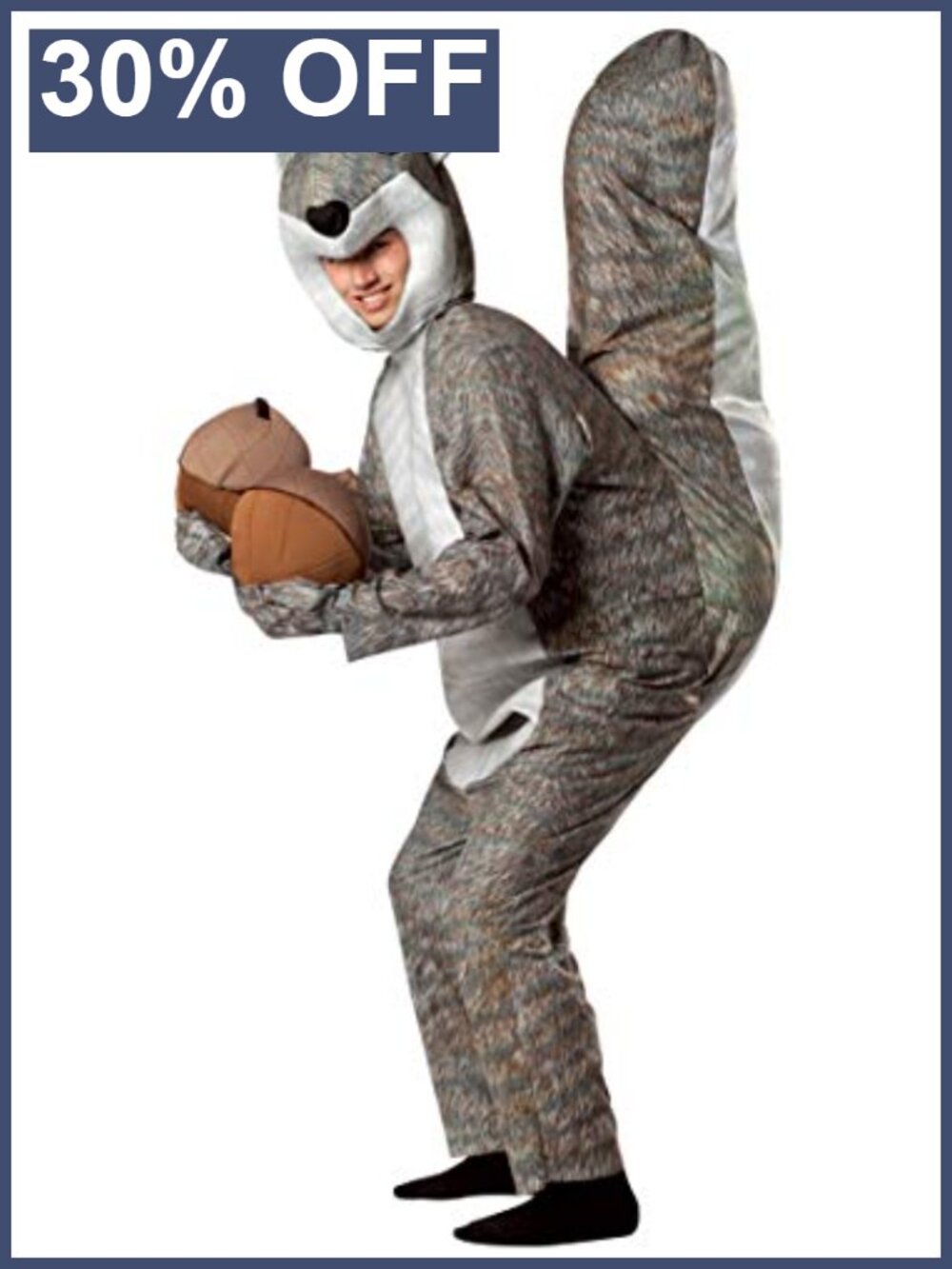 Squirrel Costume Adult One Size Jumpsuit Headpiece Inflatable Tail Halloween